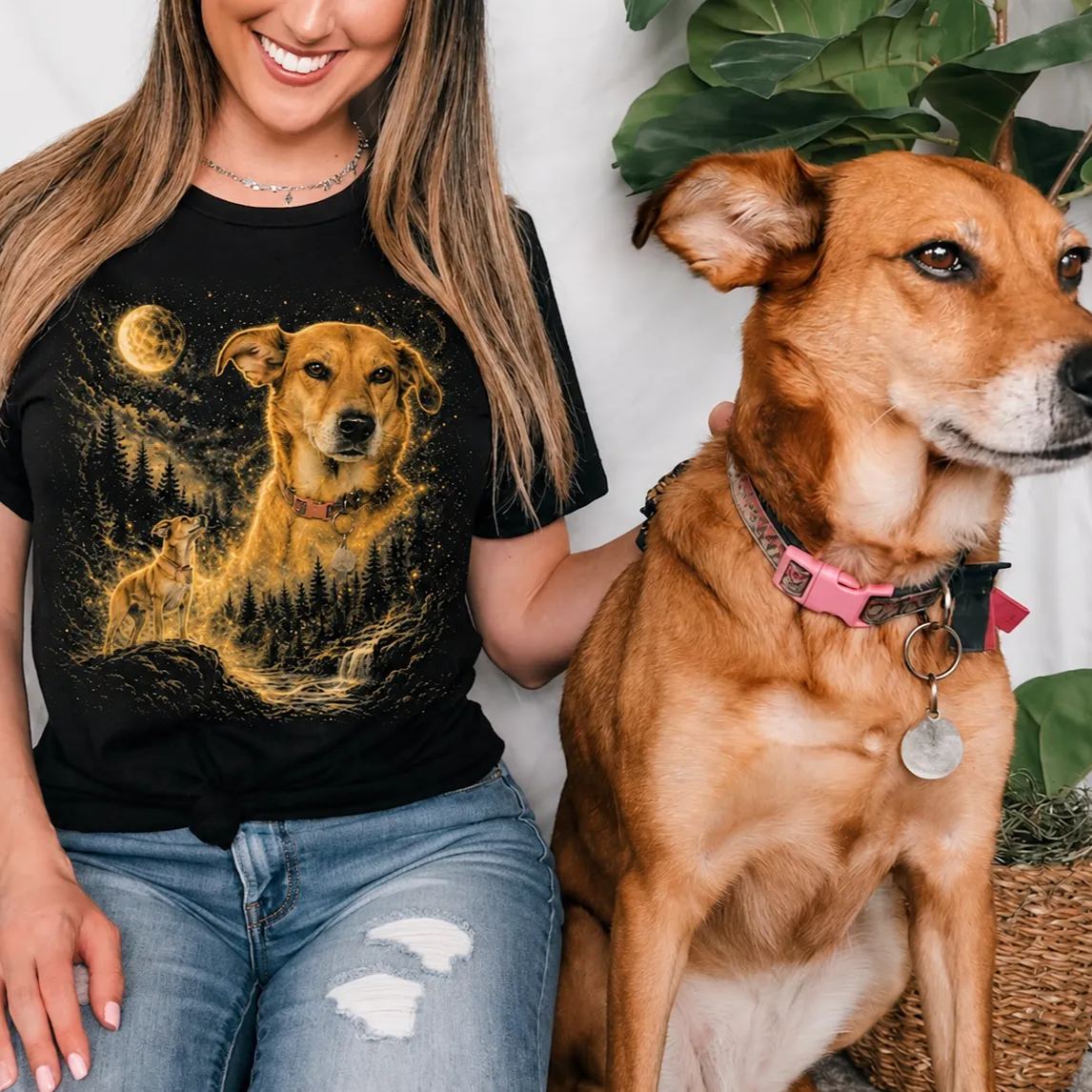 Custom Pet Portrait Moonlight Vintage Tee