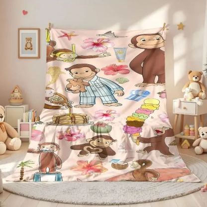 Cheeky Monkey Adventure Plush Throw Blanket