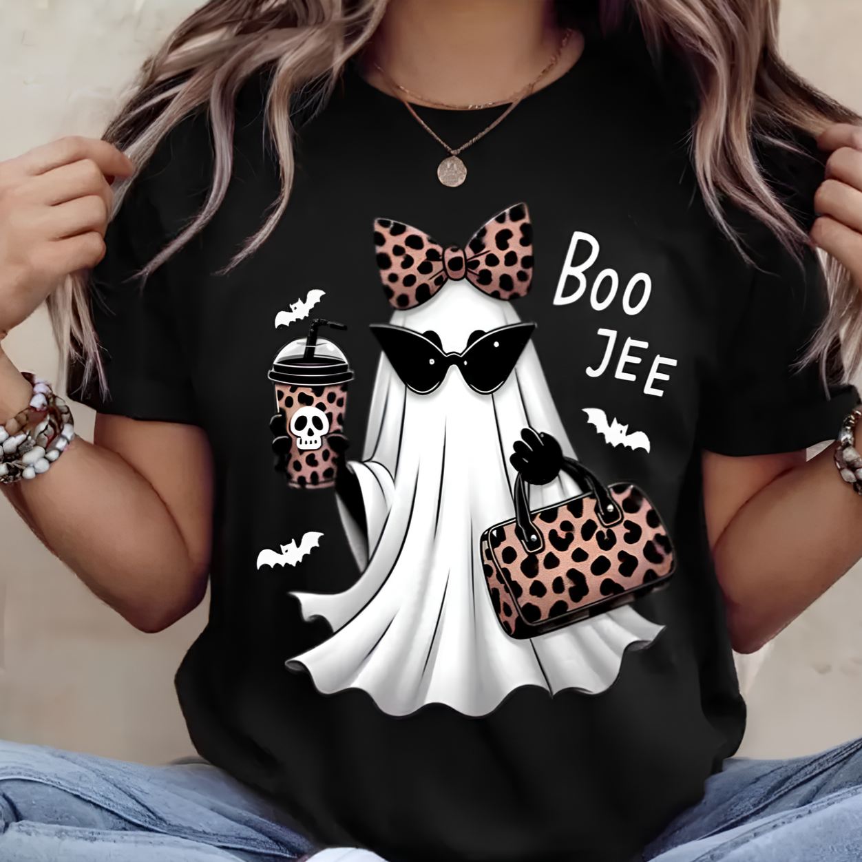 Boo-Jee Ghost Shirt Leopard Ghost Tee