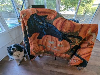 Halloween Home Decor Pumpkin Cat Blanket