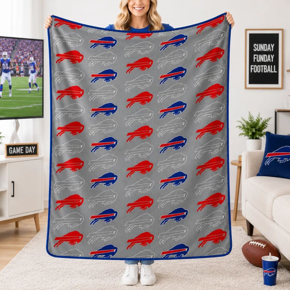 Football Team Pattern Flannel Blanket