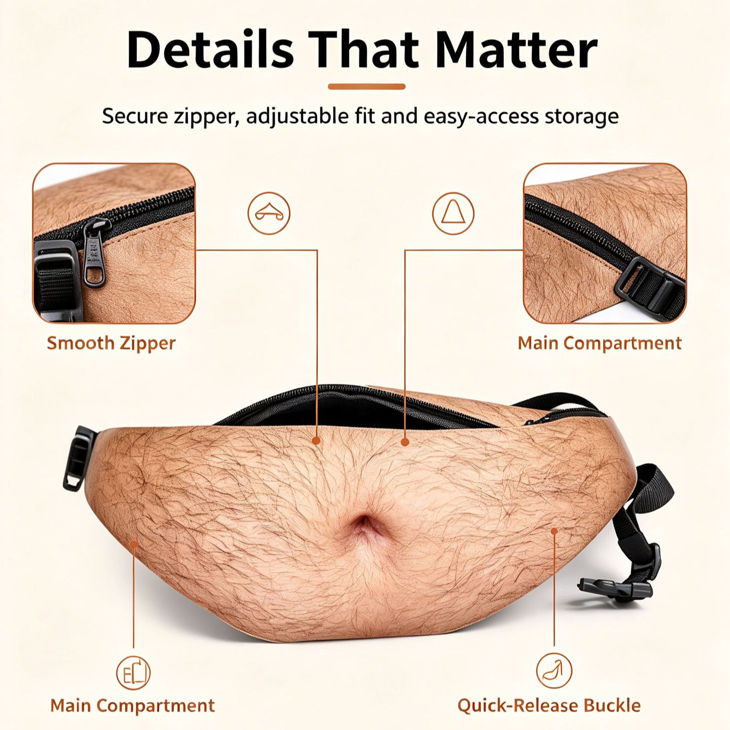 Funny Belly Waist Pack - Dad Bod Fanny Pack
