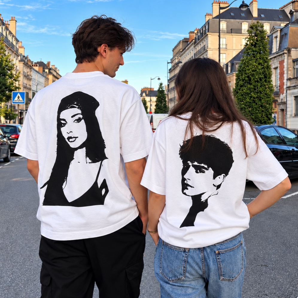 Custom Silhouette Photo Couple Shirt