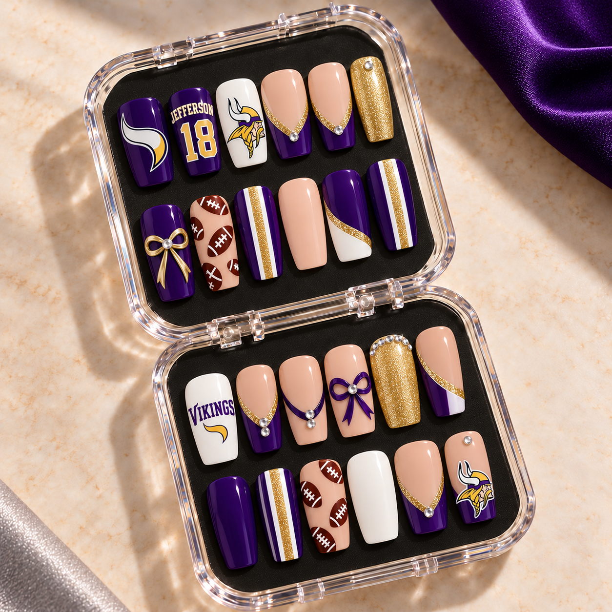 Minnesota Vikings - Football Fan 24-Piece Gameday Press-On Nails Set