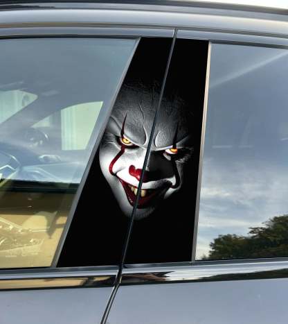 Pennywise Car Pillar Wrap - Premium Vinyl B-Pillar Decal, Universal Fit