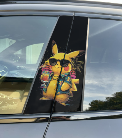 Pikachu Car Pillar Wrap Premium Vinyl Pillar Decal, Universal Fit