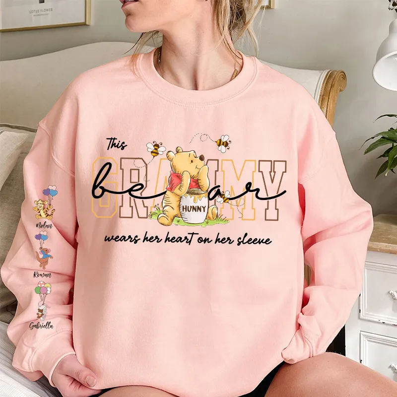 Custom Mama Bear Sweatshirt With Kids Names Sleeve
