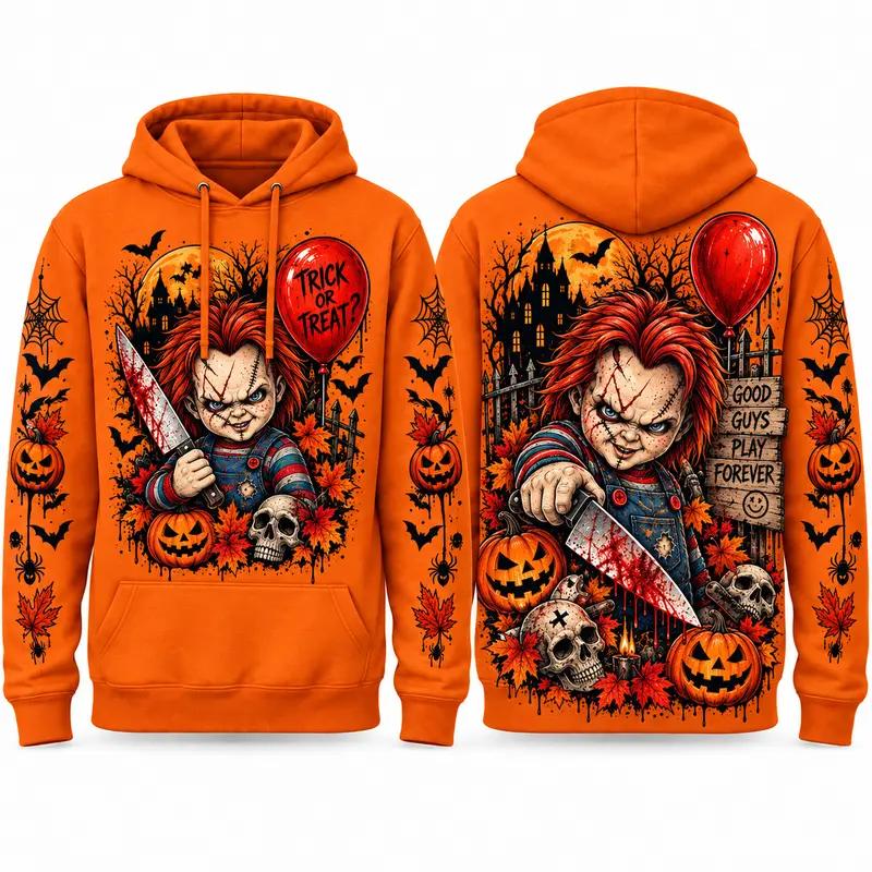 Spooky Season Horror Character Pullover Hoodie