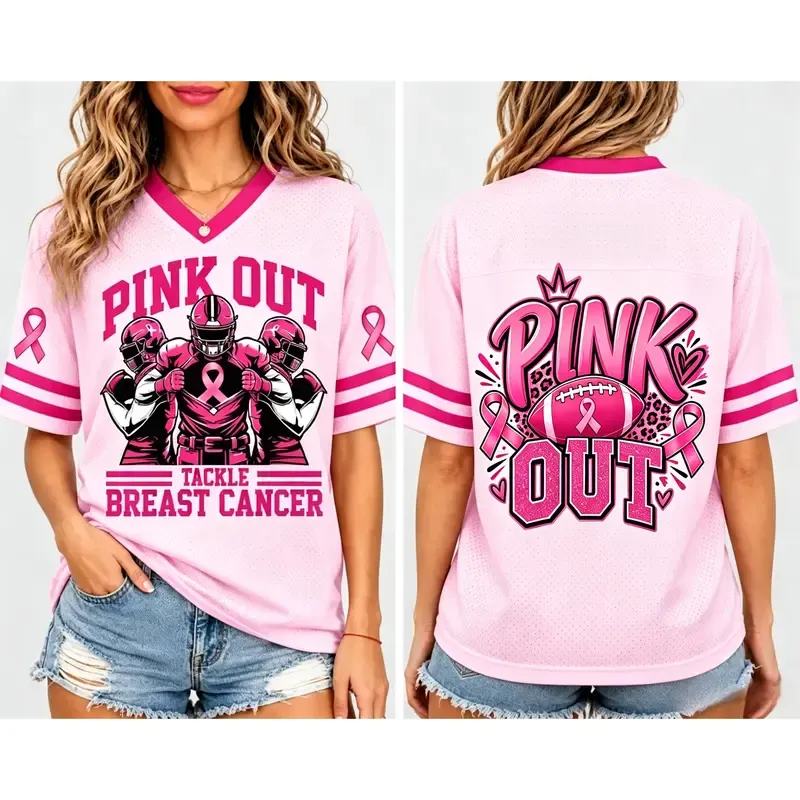 Football Pink Ribbon Breast Cancer Awareness Jersey
