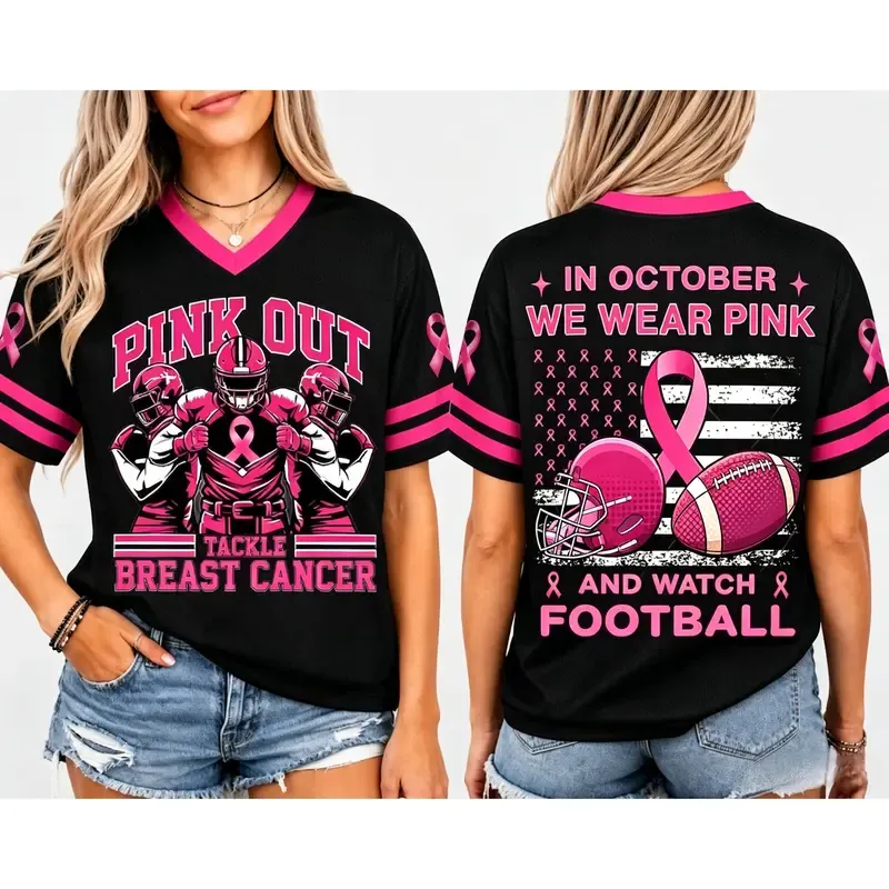 Football Pink Ribbon Breast Cancer Awareness Jersey