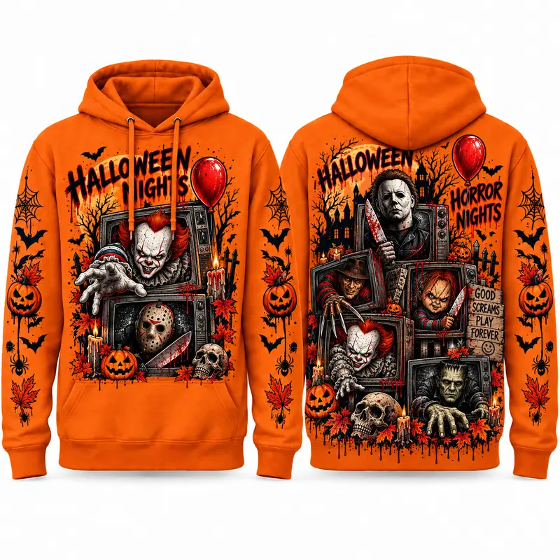 Spooky Season Horror Character Pullover Hoodie