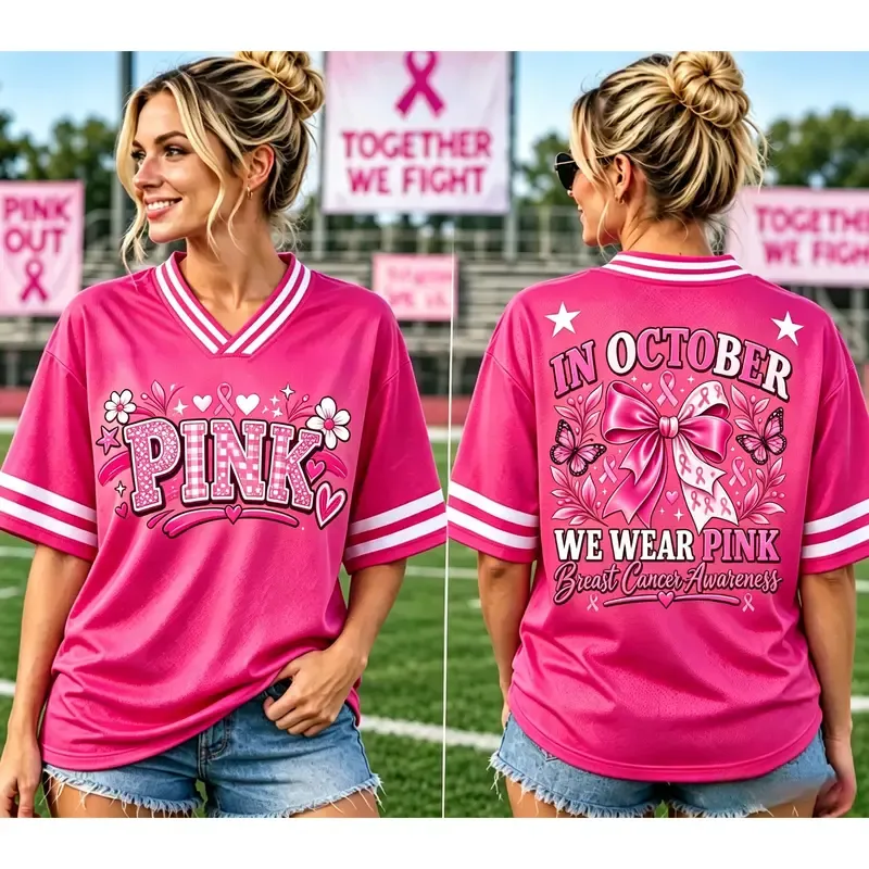 Football Pink Ribbon Breast Cancer Awareness Jersey