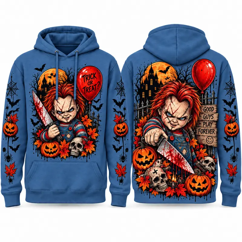 Spooky Season Horror Character Pullover Hoodie