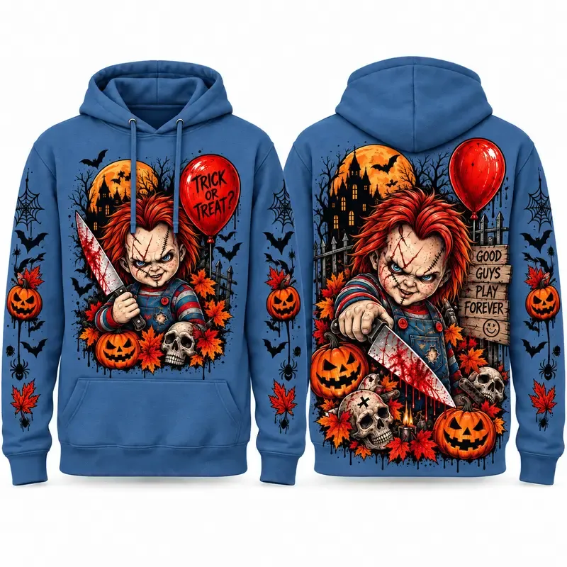 Spooky Season Horror Character Pullover Hoodie
