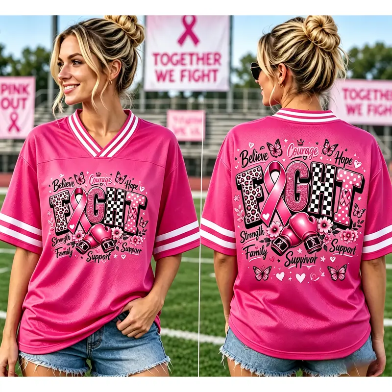 Football Pink Ribbon Breast Cancer Awareness Jersey