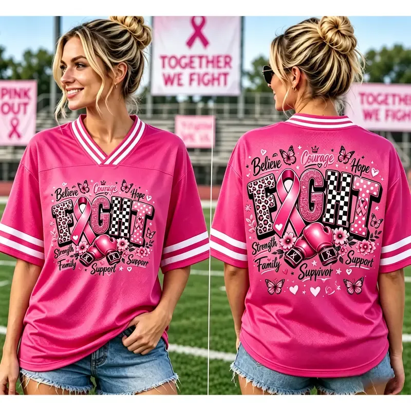 Football Pink Ribbon Breast Cancer Awareness Jersey