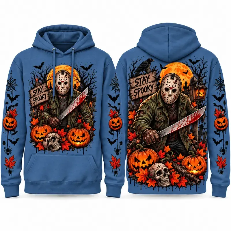 Spooky Season Horror Character Pullover Hoodie
