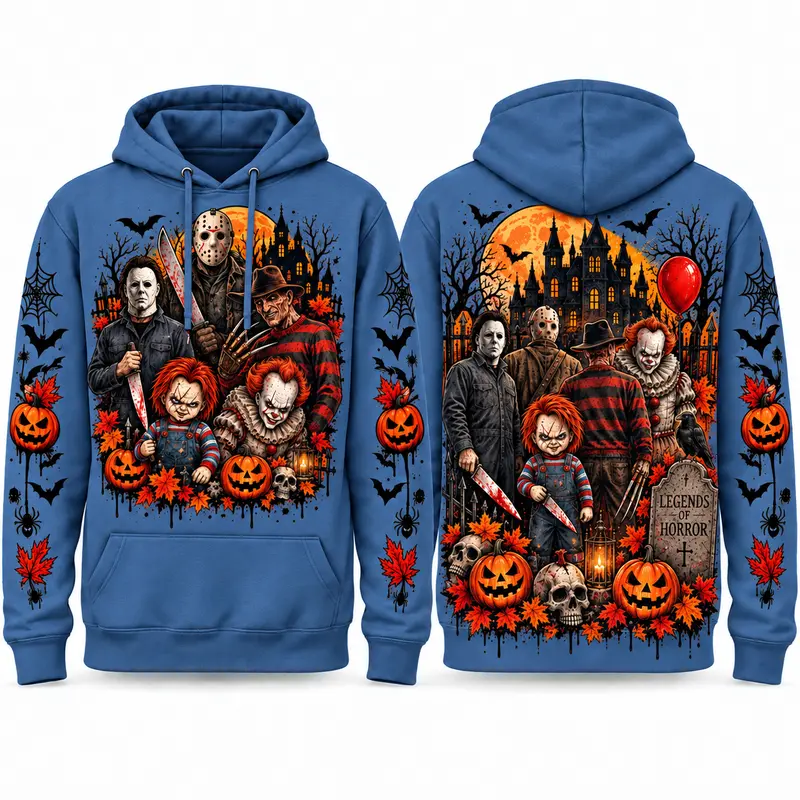 Spooky Season Horror Character Pullover Hoodie