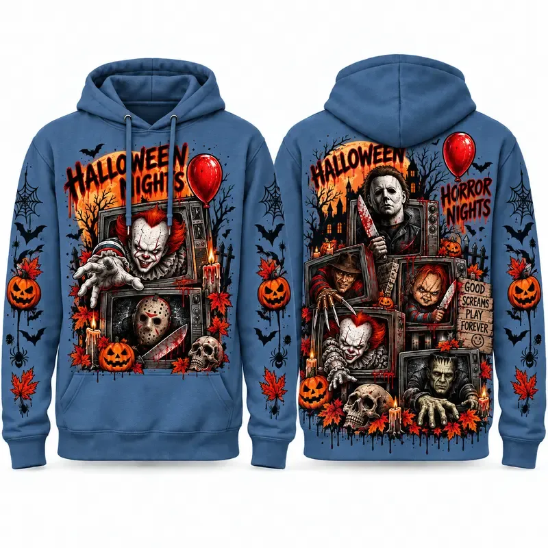 Spooky Season Horror Character Pullover Hoodie
