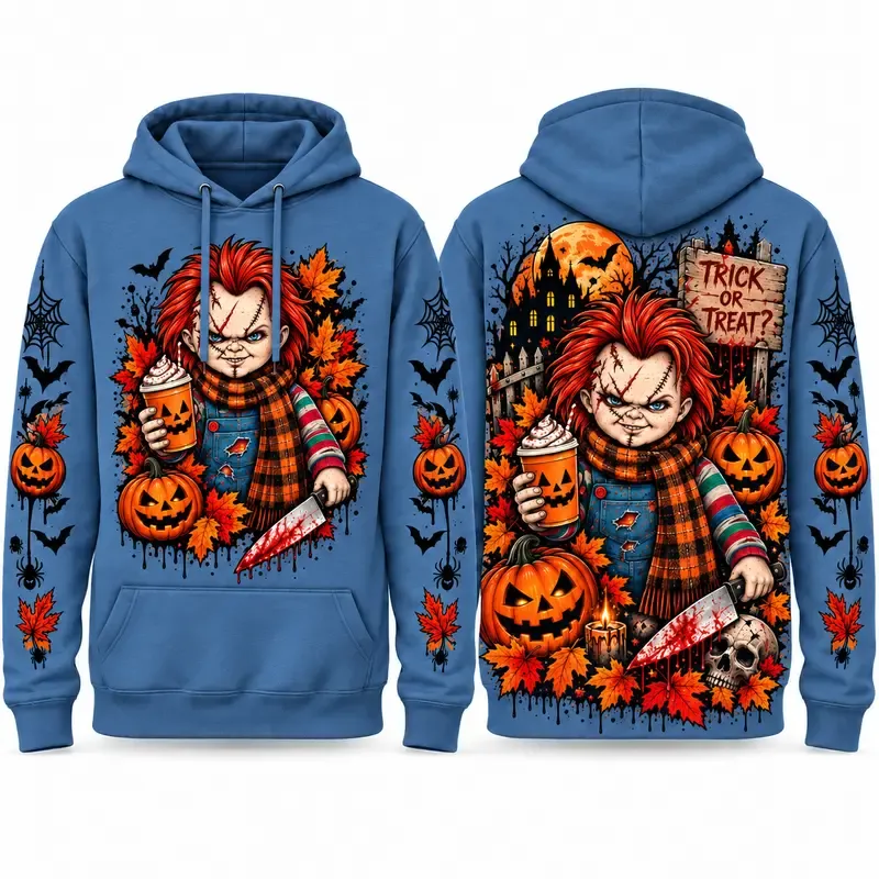 Spooky Season Horror Character Pullover Hoodie