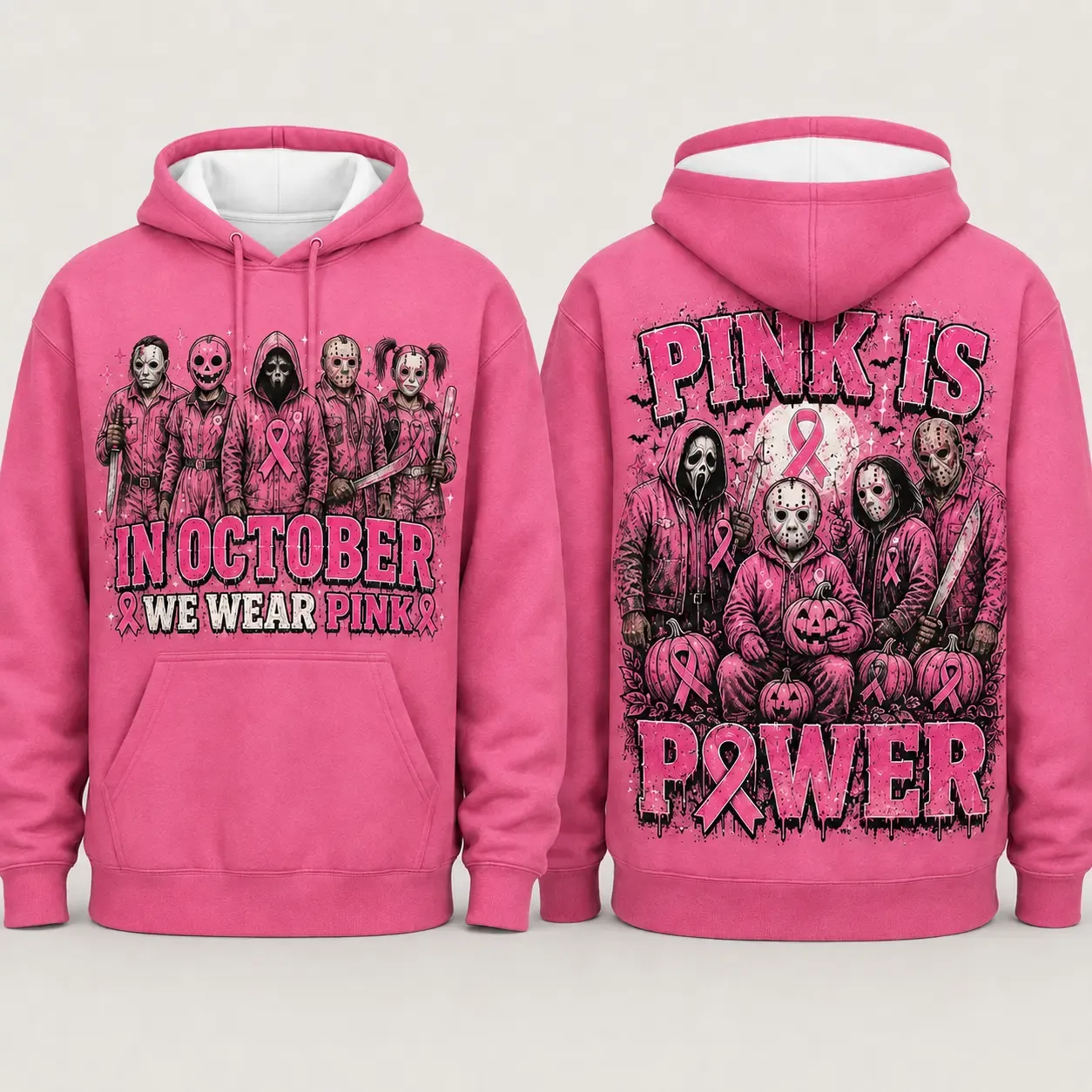 Pink October Graphic Pullover Sweatshirt Hoodie