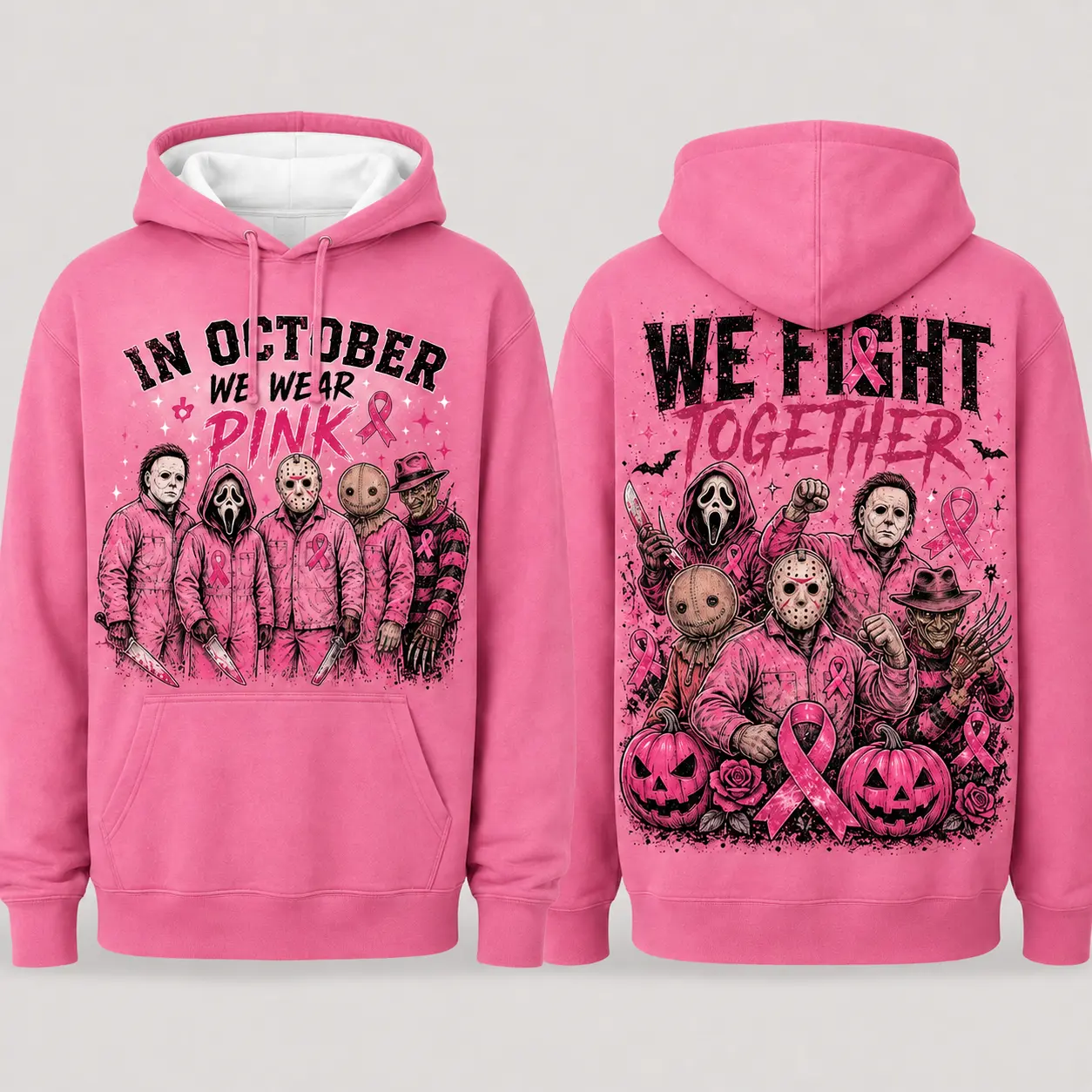 Pink October Graphic Pullover Sweatshirt Hoodie