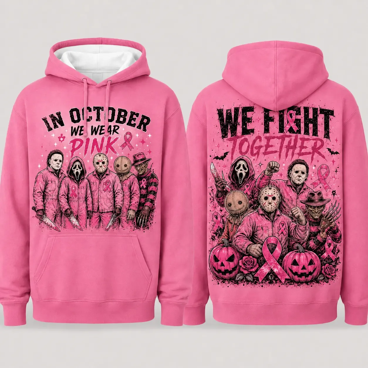 Pink October Graphic Pullover Sweatshirt Hoodie