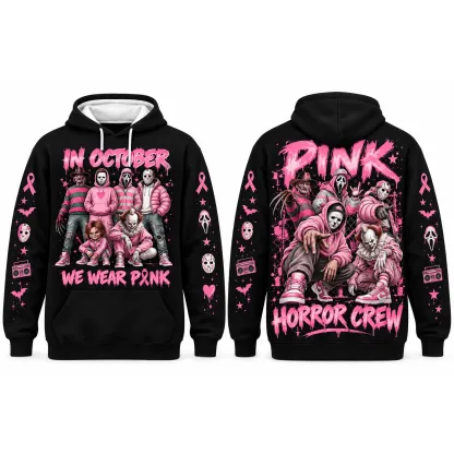 Pink Breast Cancer Awareness Horror Print Sweatshirt