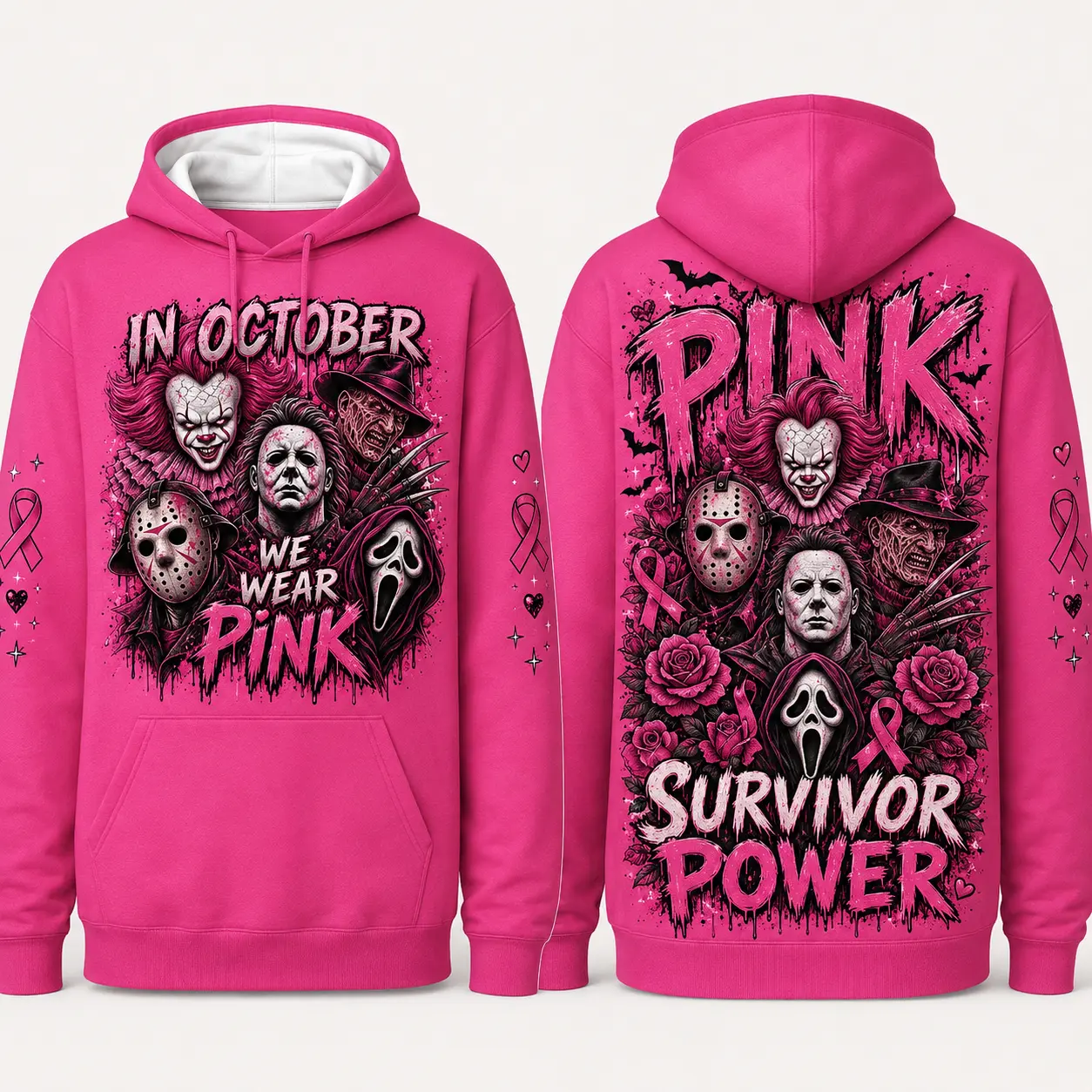 Pink October Graphic Pullover Sweatshirt Hoodie