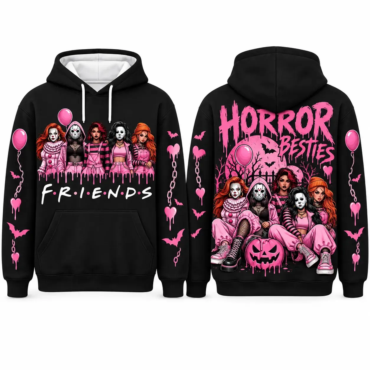 Pink Breast Cancer Awareness Horror Print Sweatshirt