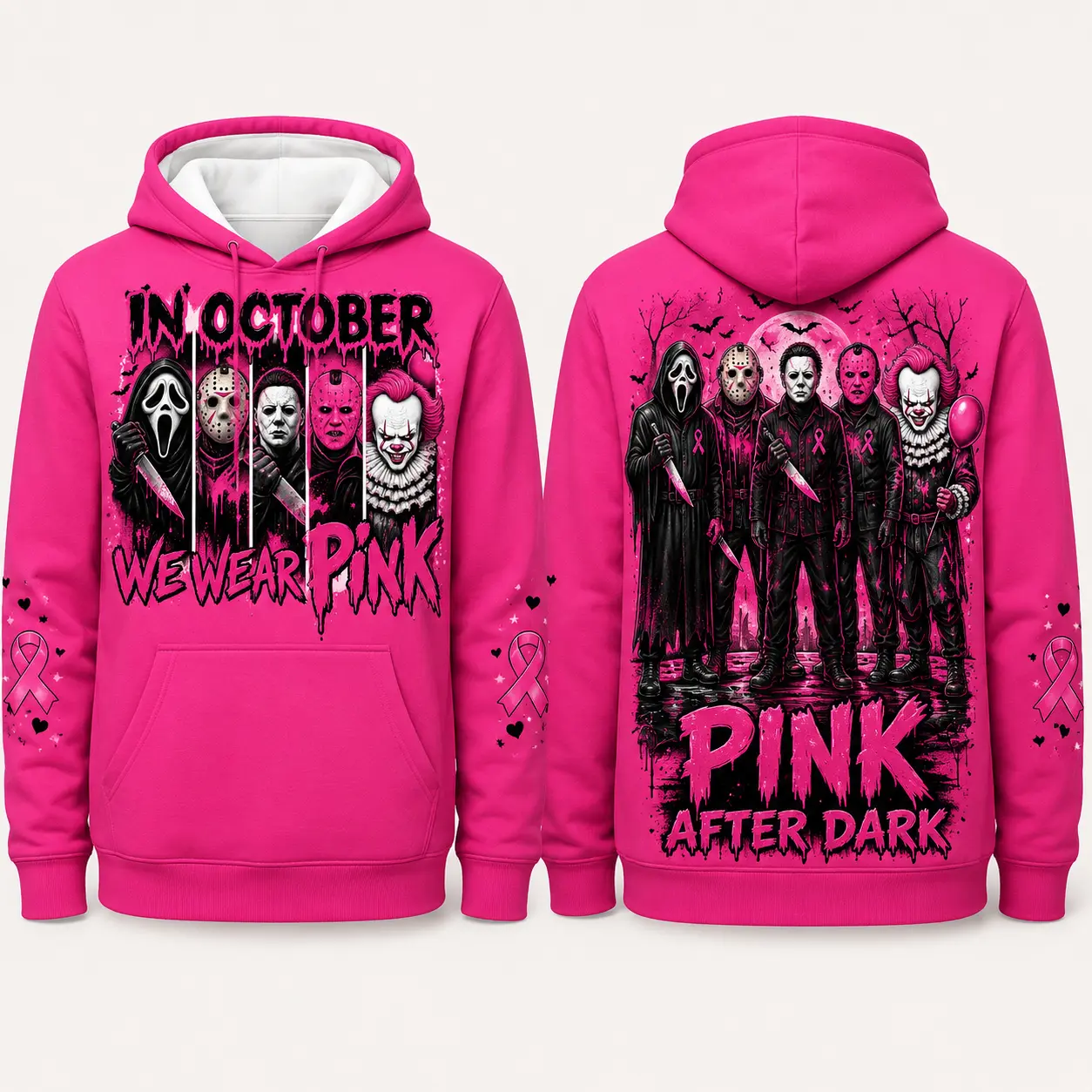 Pink October Graphic Pullover Sweatshirt Hoodie