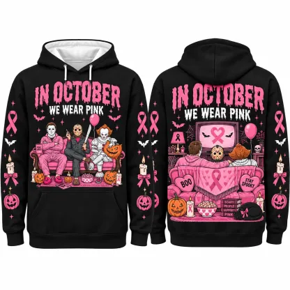 Pink Breast Cancer Awareness Horror Print Sweatshirt