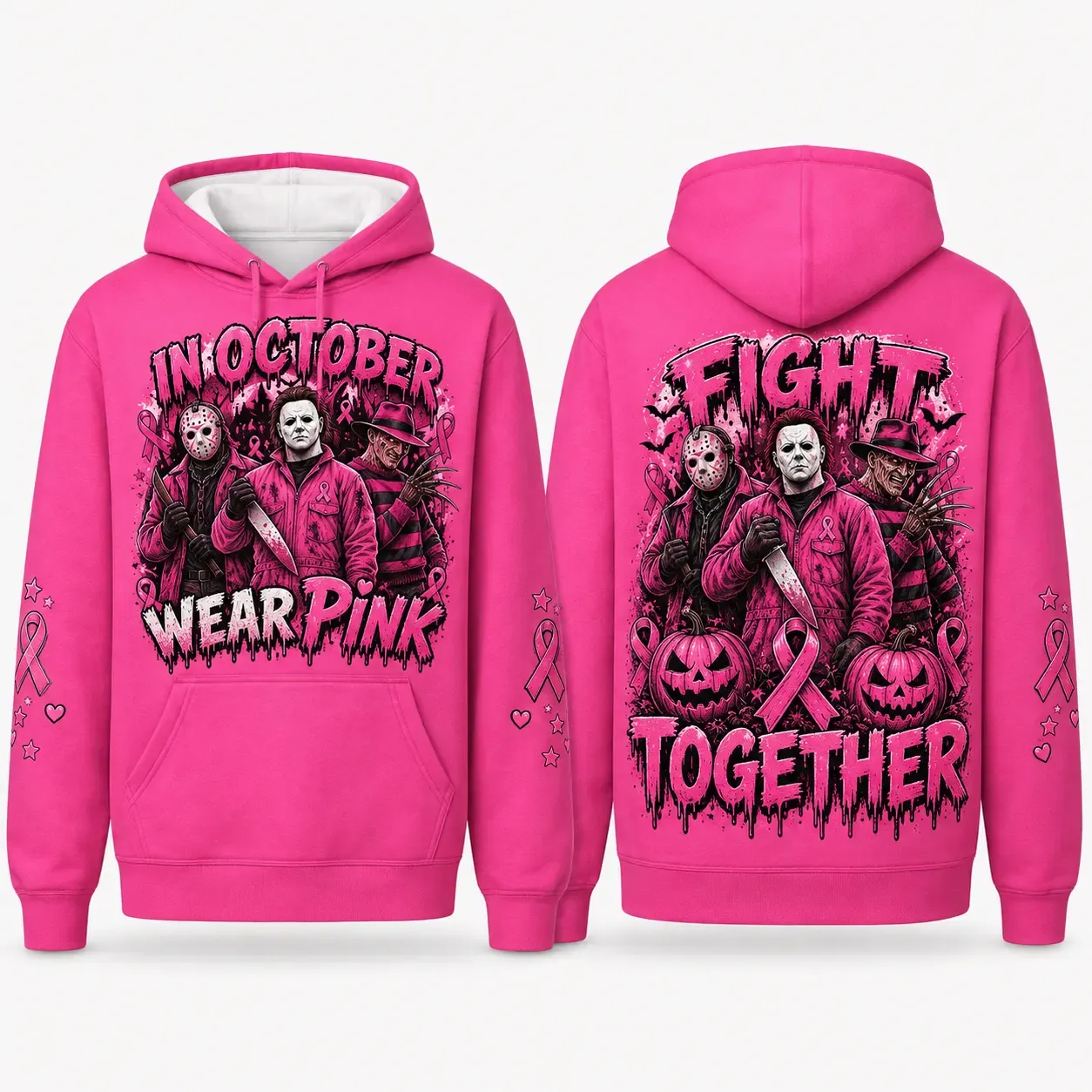 Pink October Graphic Pullover Sweatshirt Hoodie