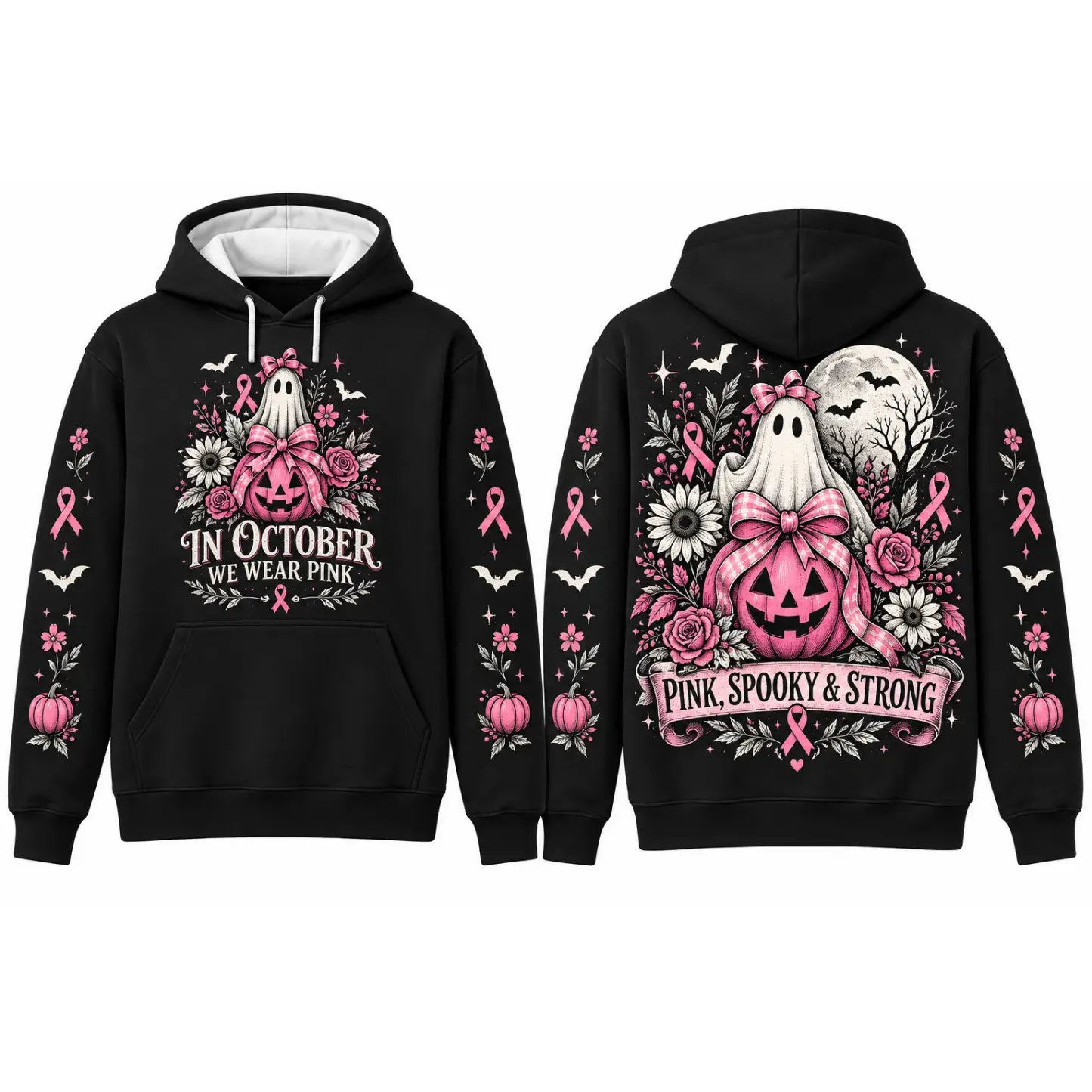 Pink Breast Cancer Awareness Horror Print Sweatshirt