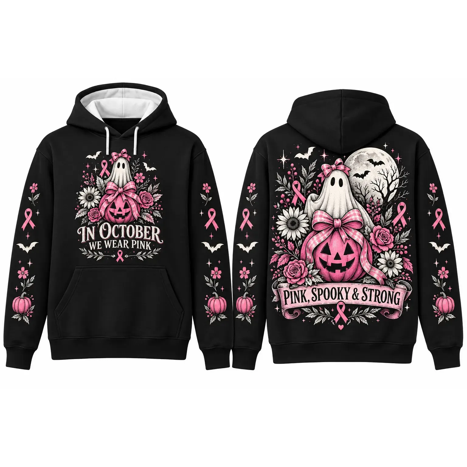 Pink Breast Cancer Awareness Horror Print Sweatshirt