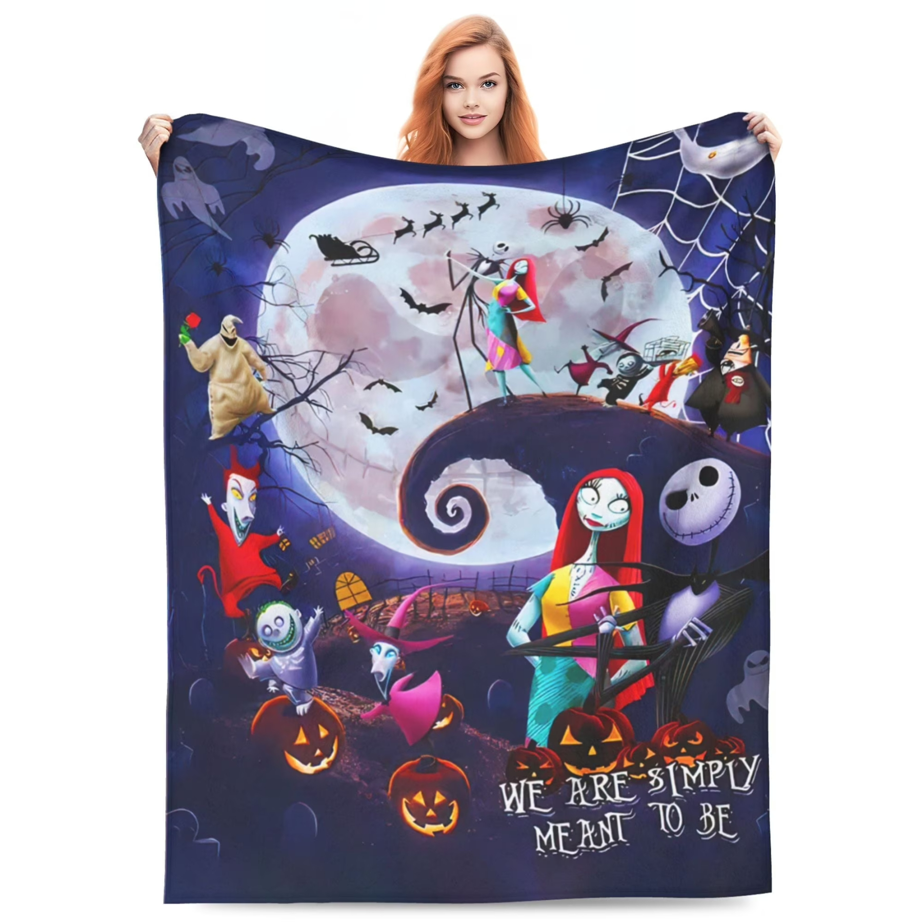 Christmas Halloween Horror Cartoon Movie Flannel Throw Blanket