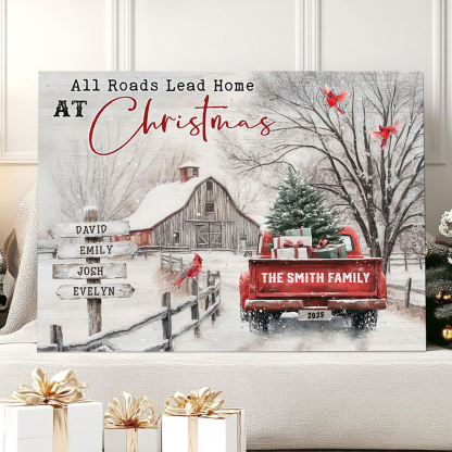 Custom All Roads Lead Home at Christmas Canvas