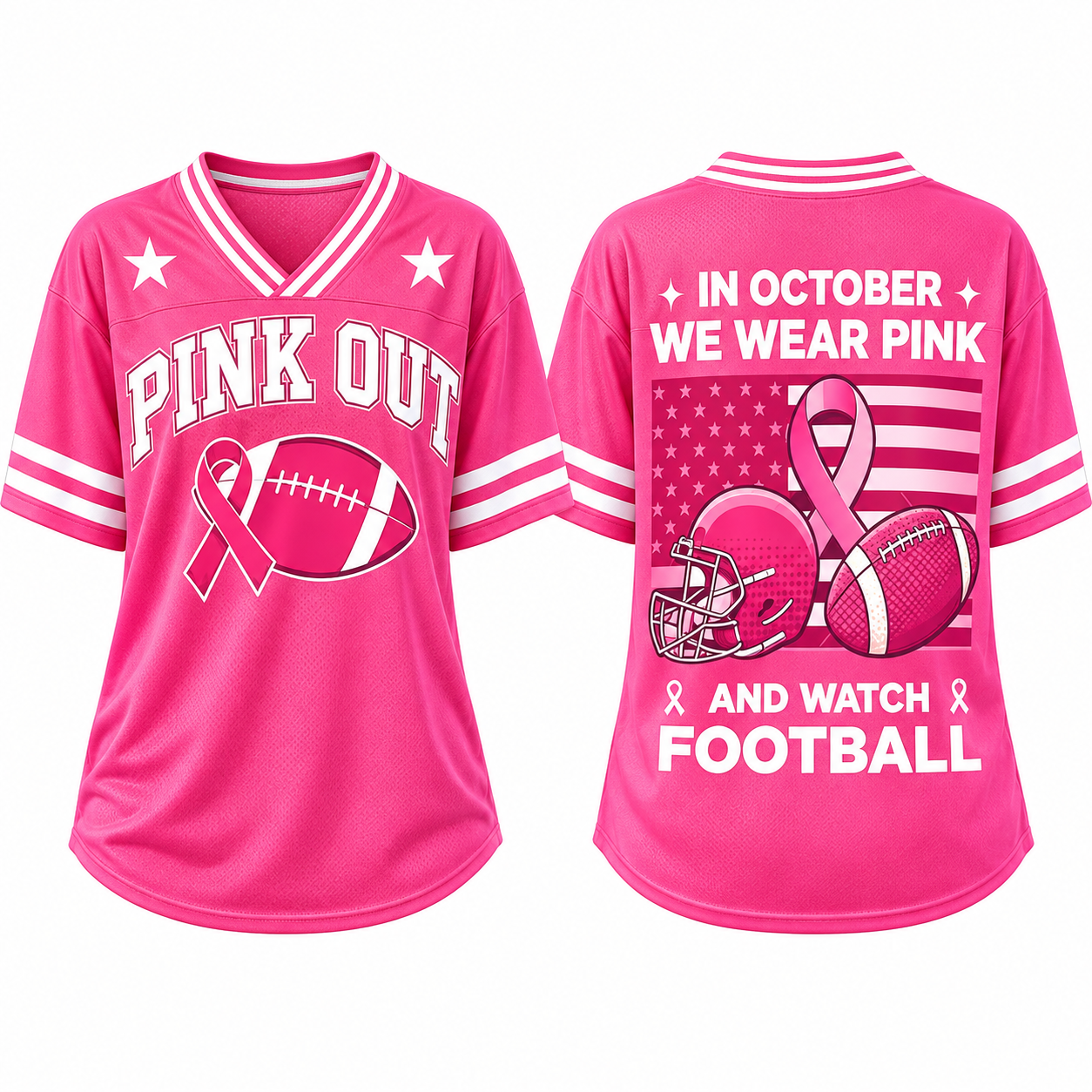 Football Pink Ribbon Breast Cancer Awareness Jersey