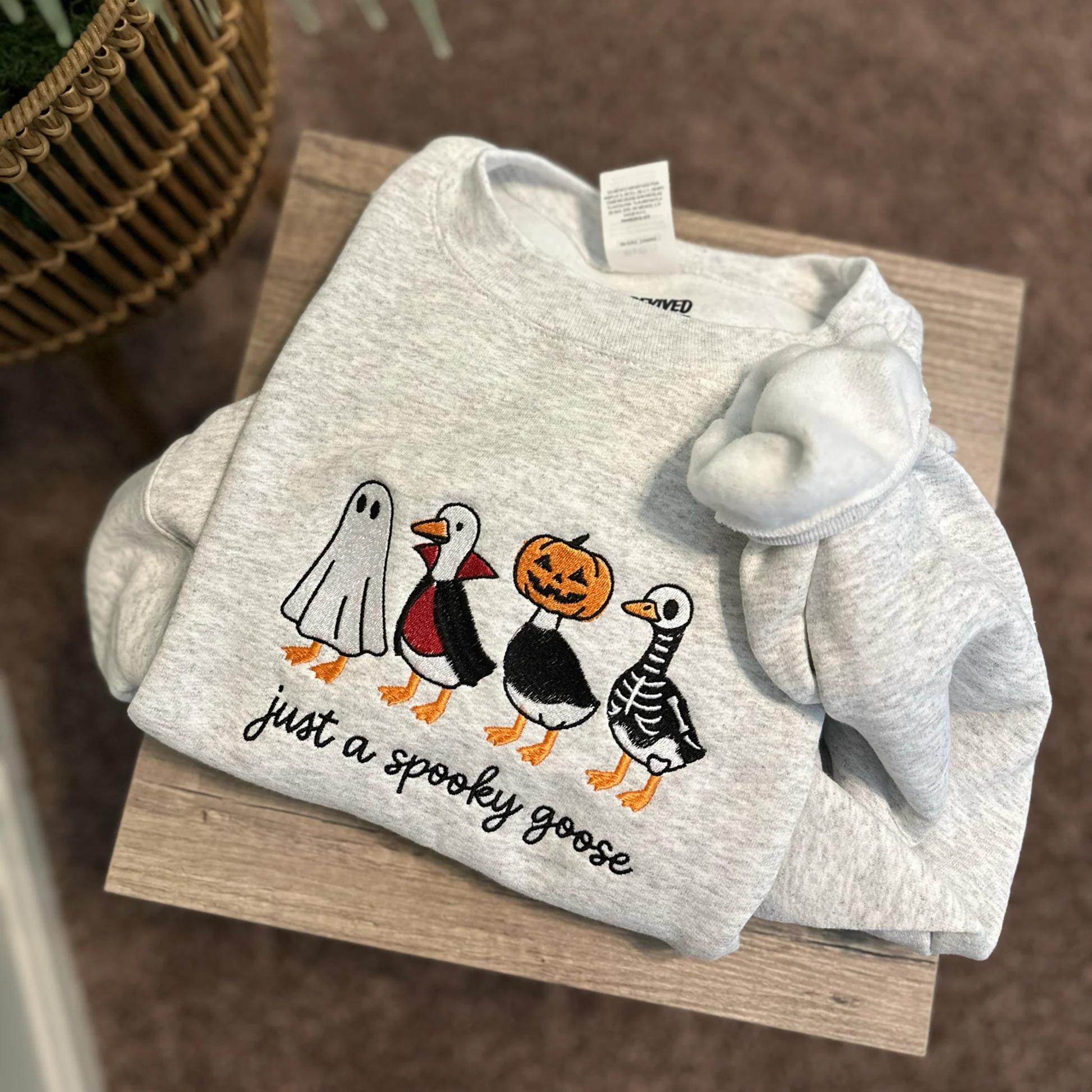 Spooky Goose Embroidered Sweatshirt