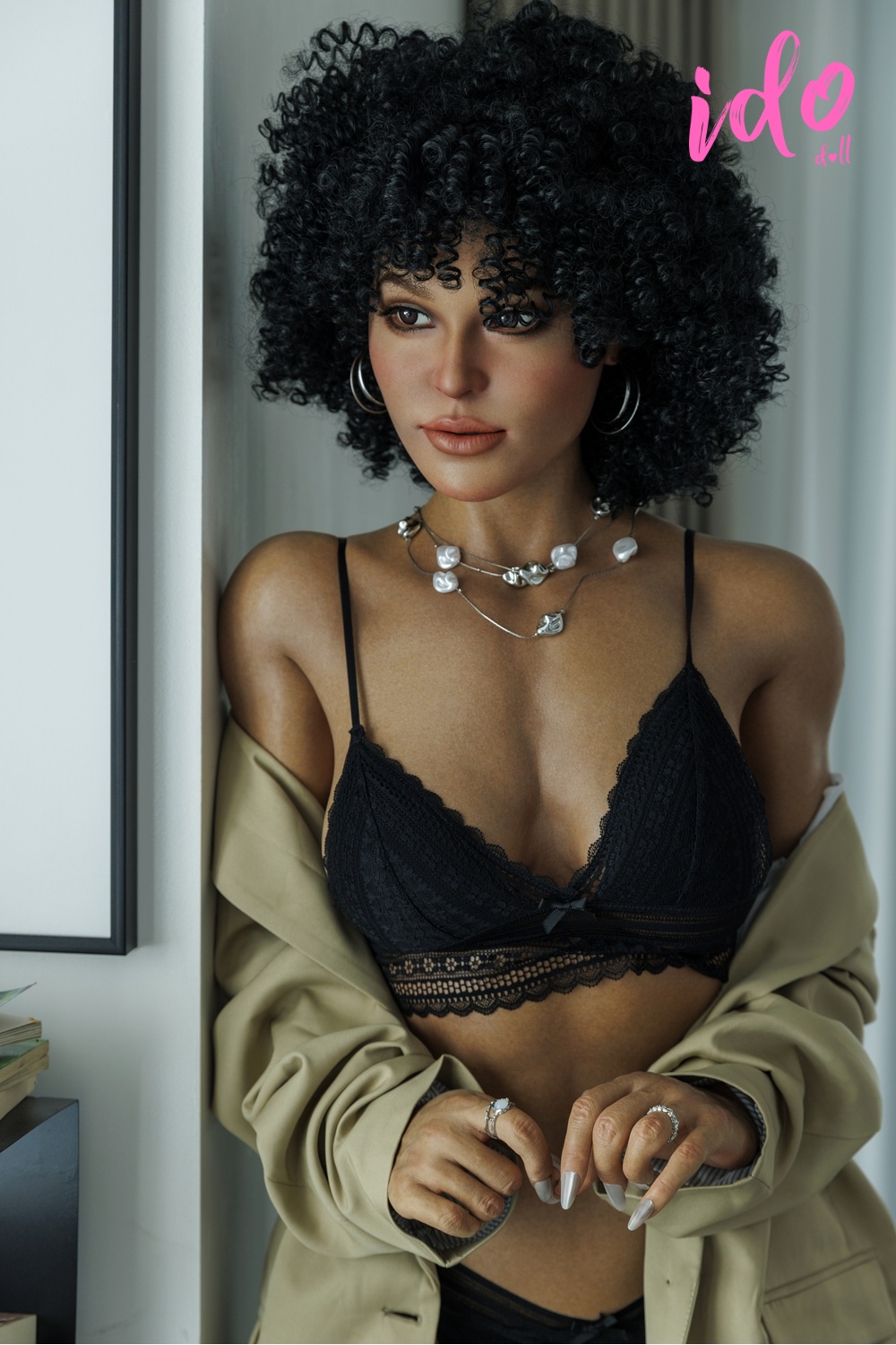 5ft5/169cm C Cup Silicone Black Sex Doll - Selena