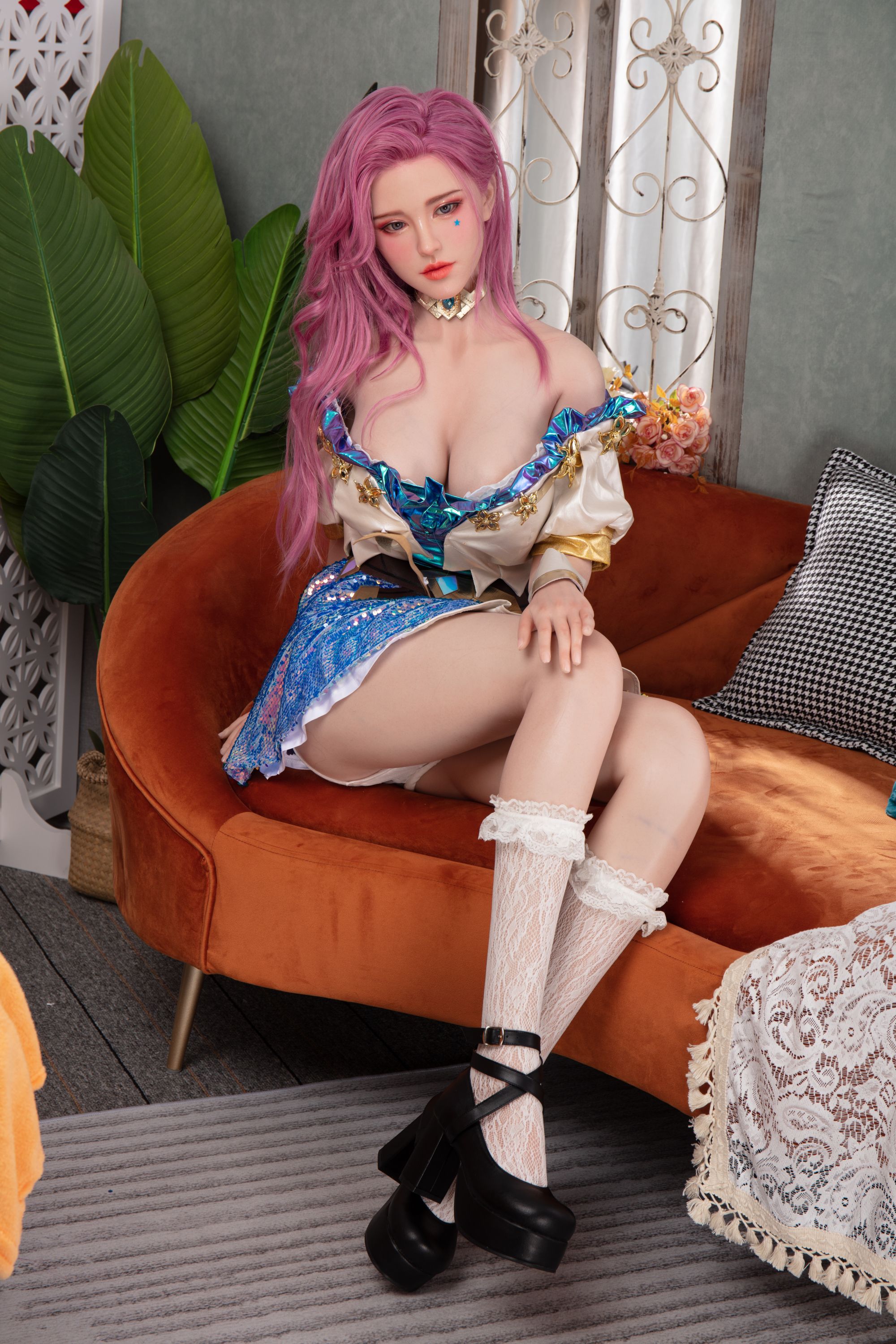 (US Stock) 5ft6/171cm D Cup Silicone Head Cosplay Sex Doll - Saner