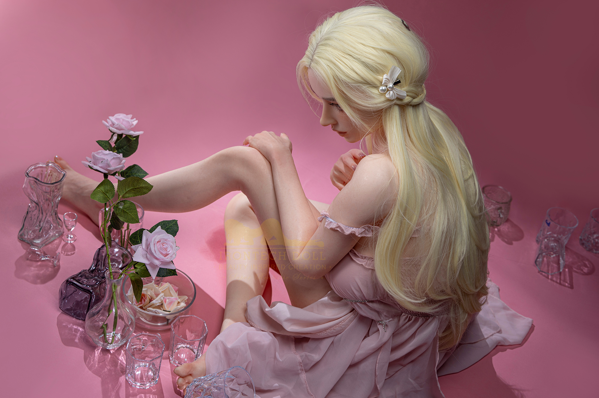 Bailey sex doll with flowers, Dream Girl, sensual pose