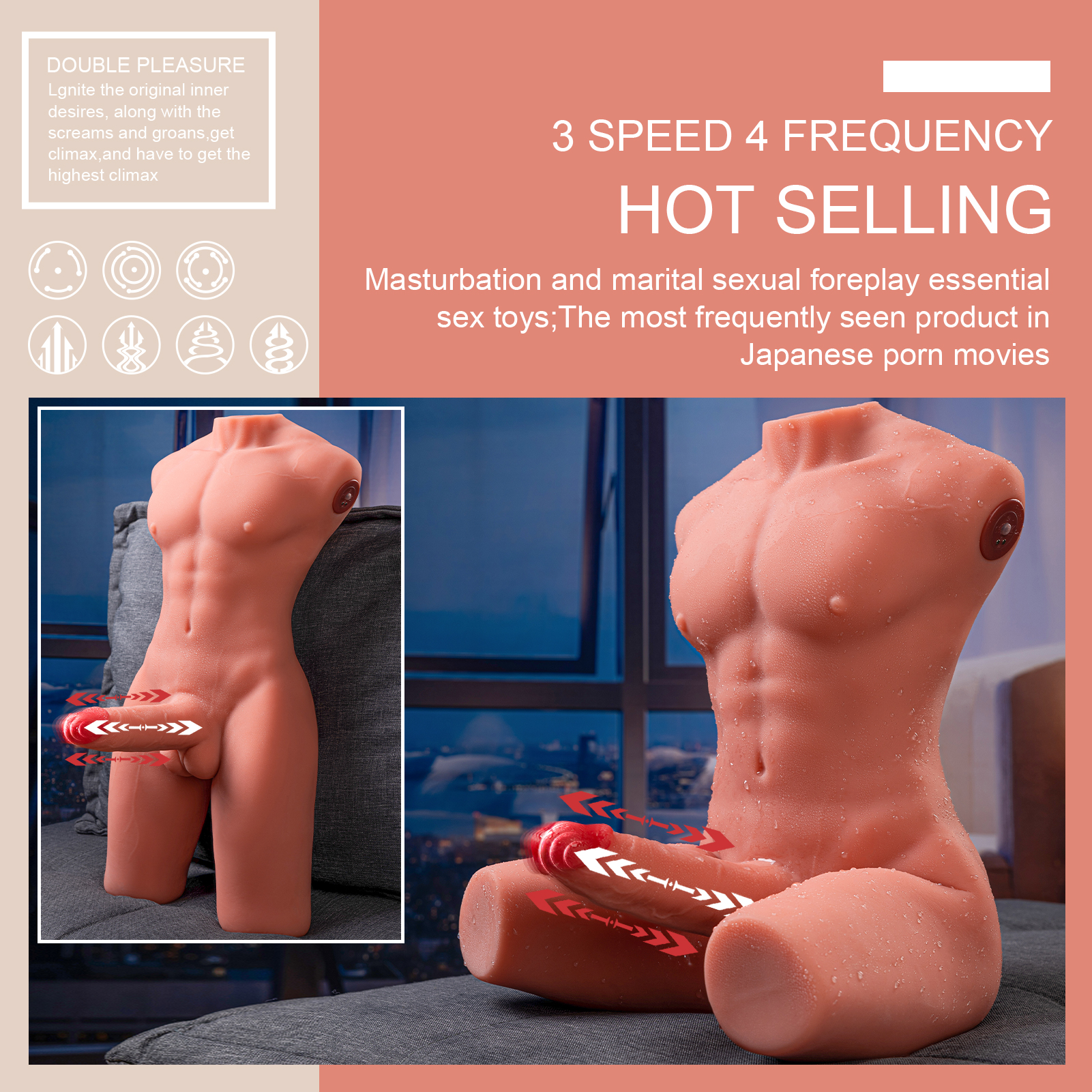 Jackson - 10.6LB Electric Pulse Tan Skin Male Torso Sex Doll