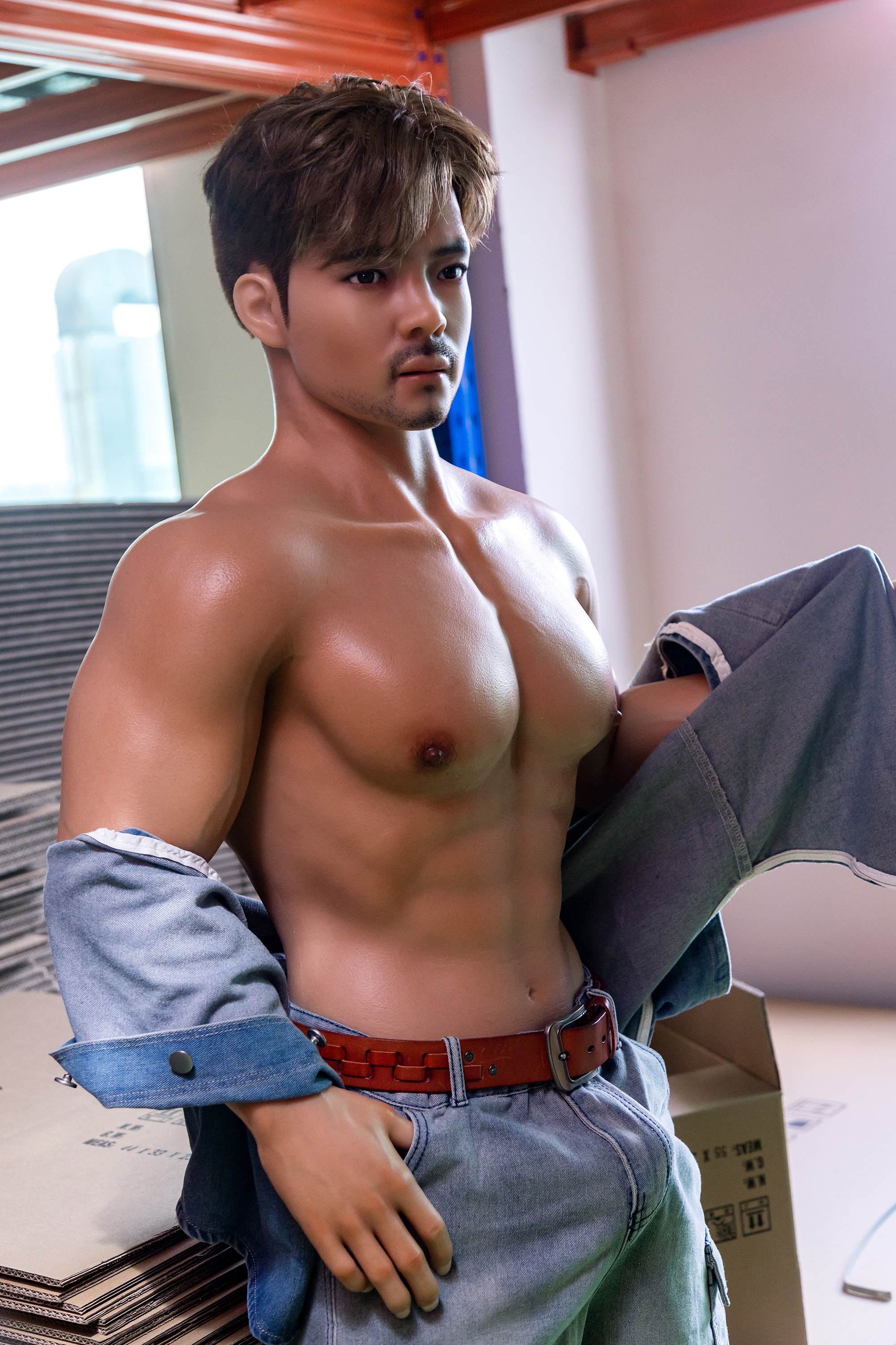 5ft6/170cm Silicone Seamless Neck Male Sex Doll - Yuan