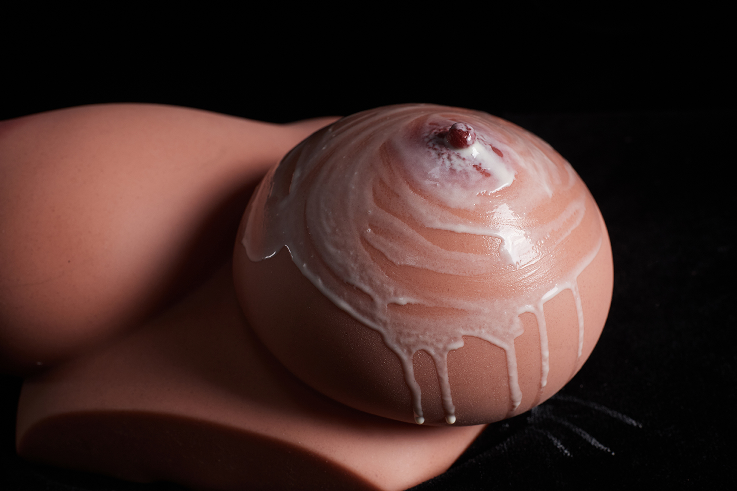 Silicone breast sex torso with cream detail