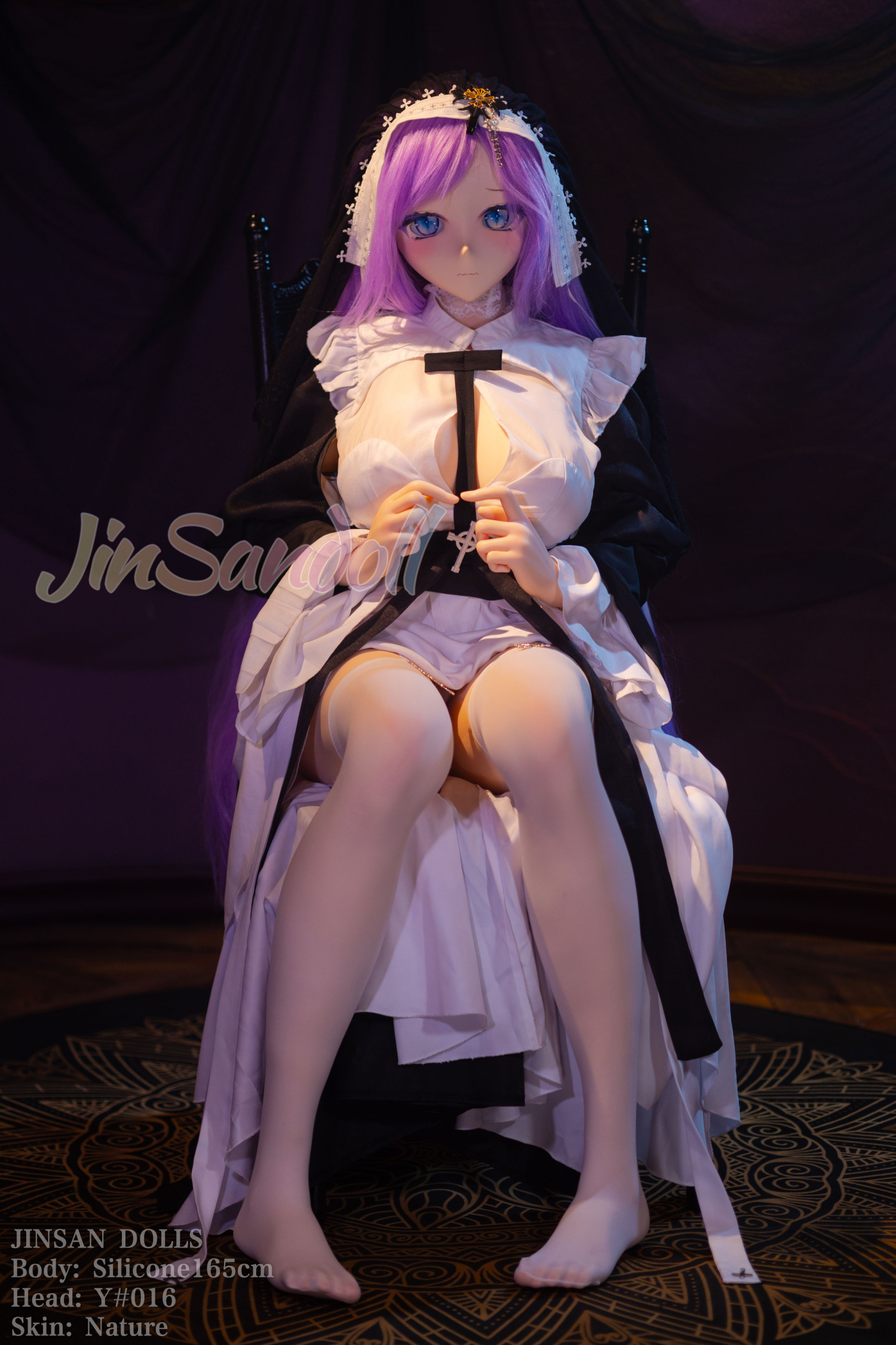 5ft4/165cm G Cup PVC Head Silicone Sex Doll - Nun