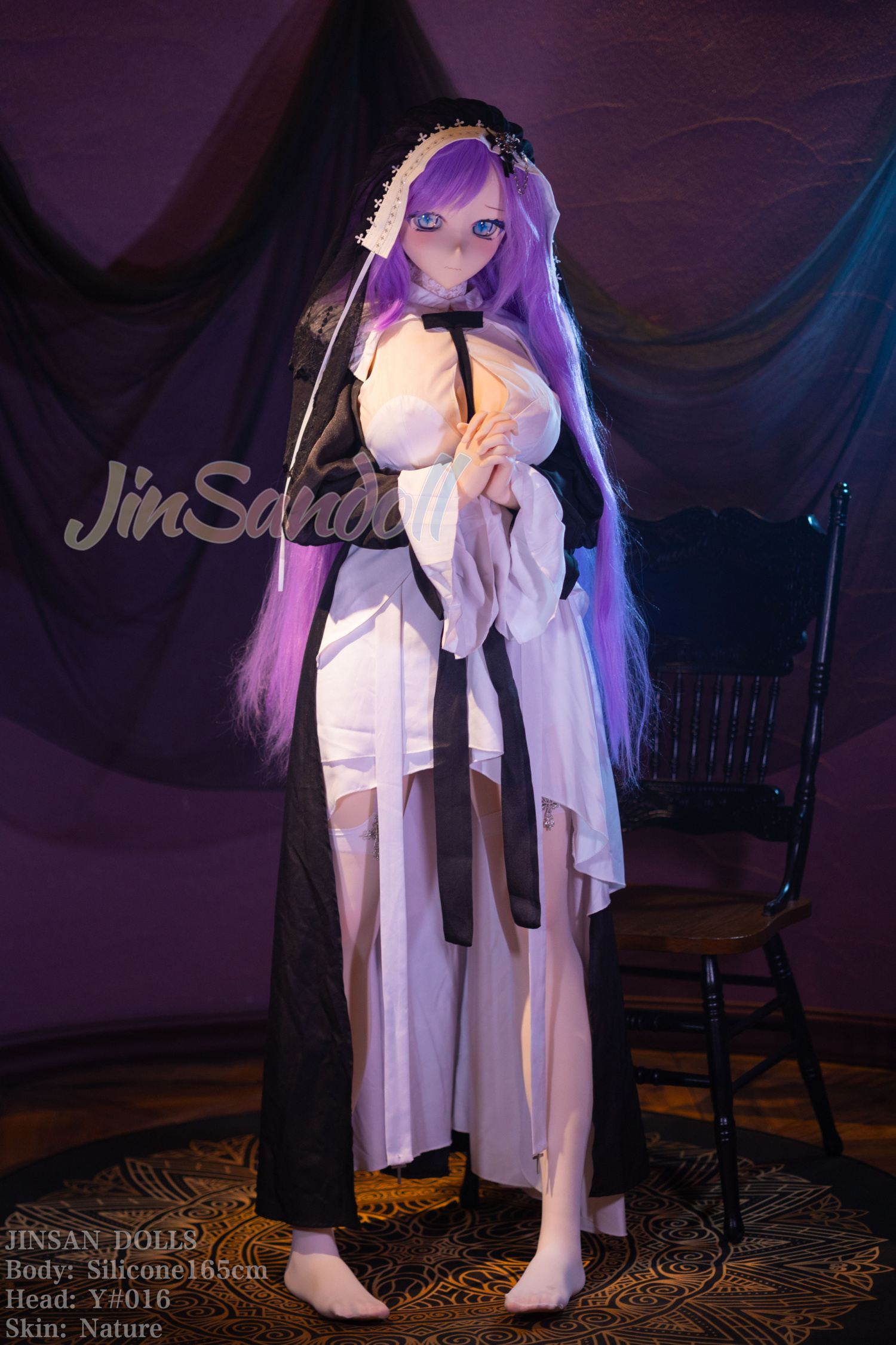 5ft4/165cm G Cup PVC Head Silicone Sex Doll - Nun