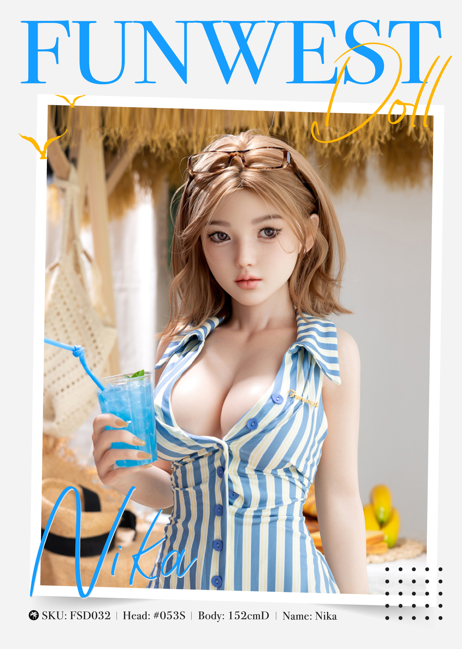 5ft/152cm D Cup Silicone Short Hair Sex Doll - Nika