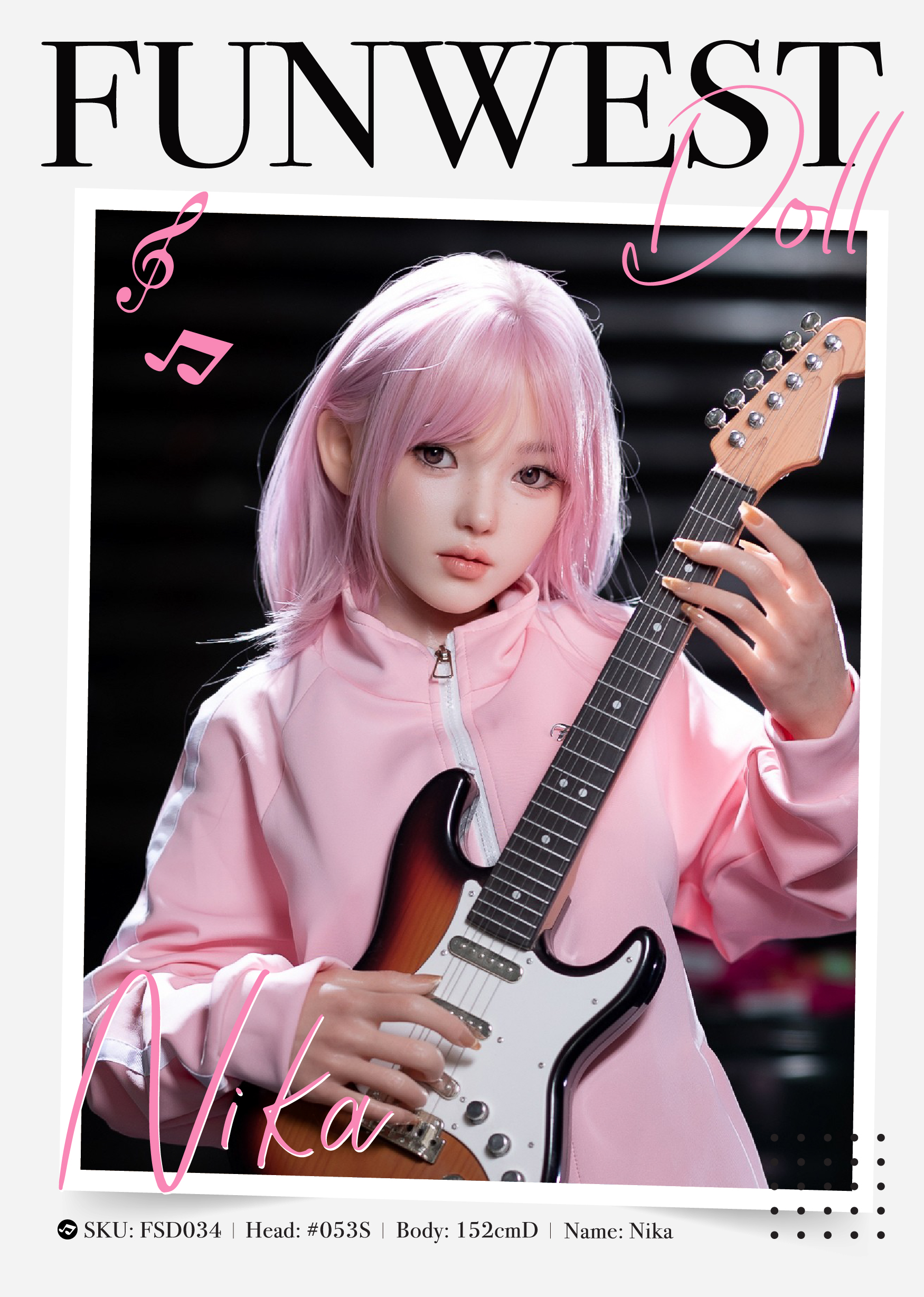 5ft/152cm D Cup Silicone Pink Hair Sex Doll - Nika