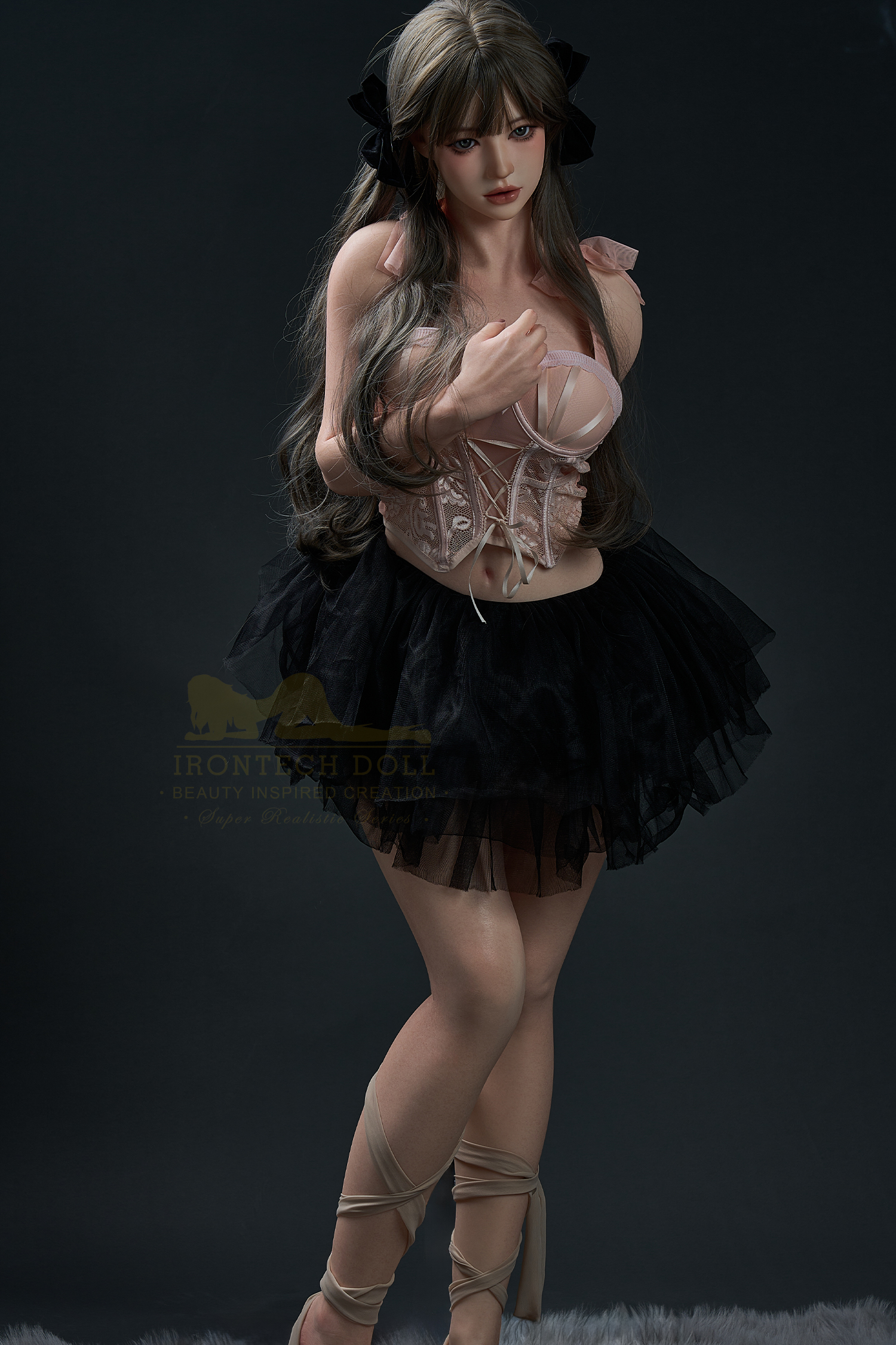 Evie silicone doll in corset and black tutu, Irontech Doll